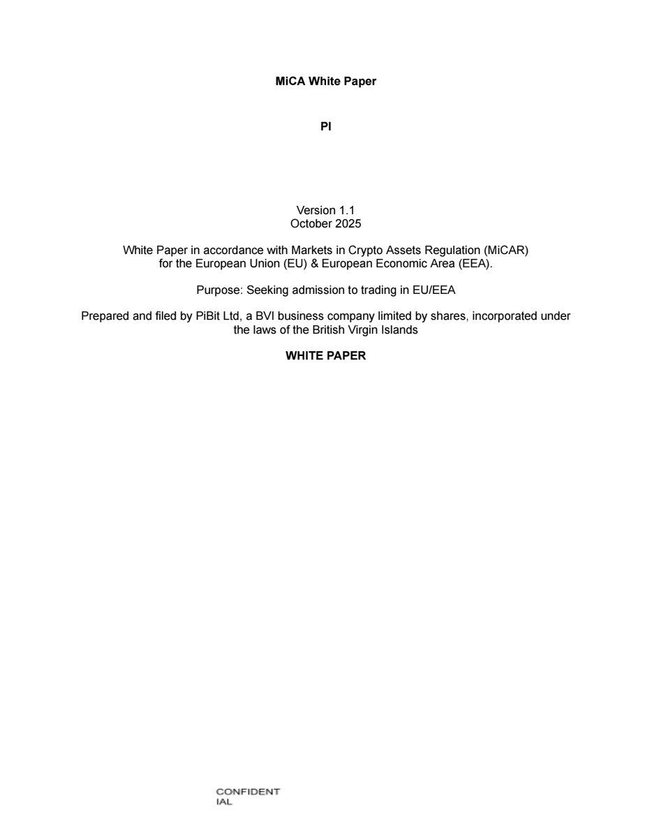 PiPioneersX's tweet image. 🚨 PI NETWORK IS NOW FULLY MiCA-COMPLIANT – 🇪🇺 EUROPEAN TRADING OFFICIALLY PERMANENT! 

The official MiCA Whitepaper just dropped today! 📃

This means:
🔹 Your mined Pi = 100% regulator-approved for secondary trading  
🔹 Permanent access in all 30+ EU/EEA countries (no expiry…