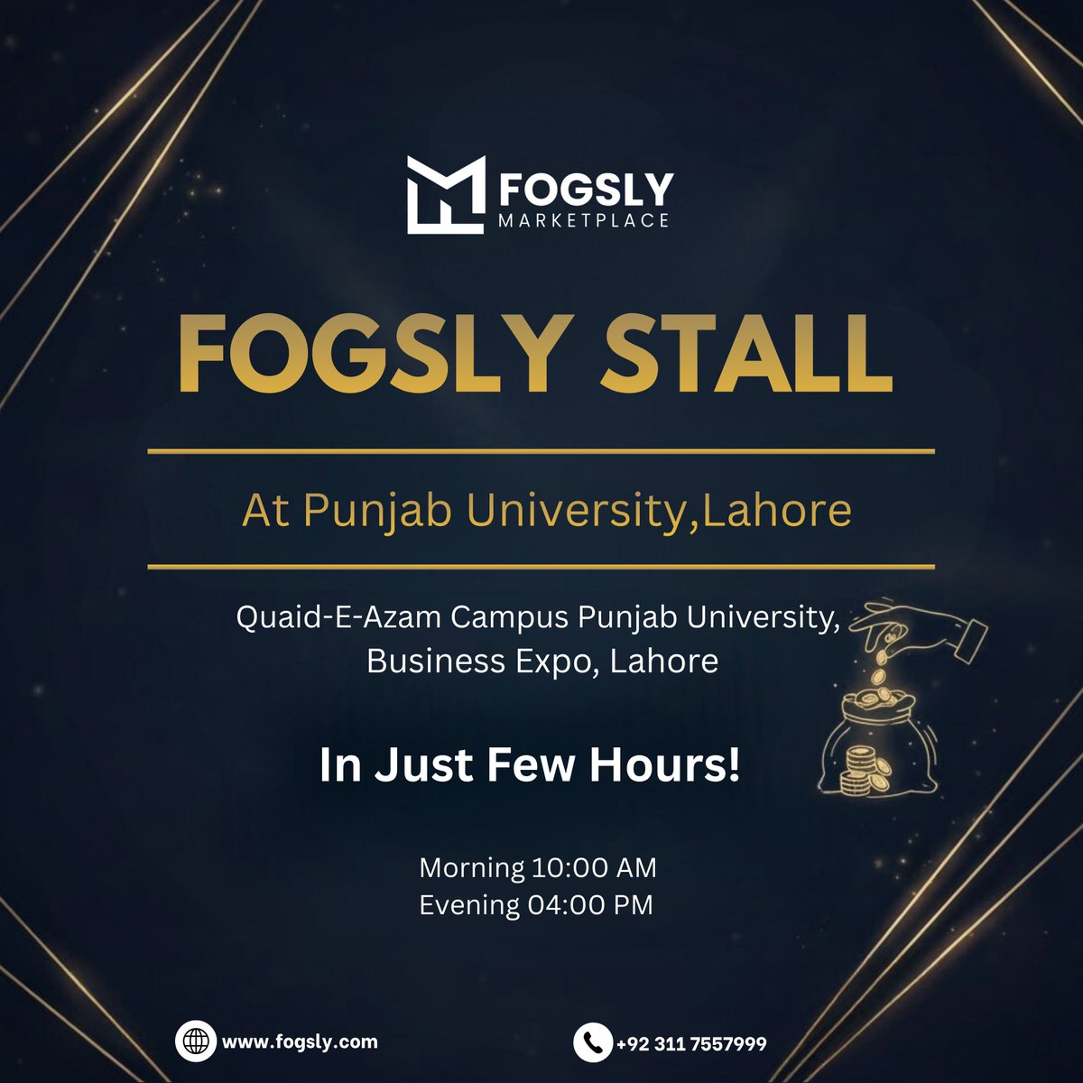 fogsly0's tweet image. Fogsly Stall is live today at Business Expo, Punjab University Lahore!
Visit us between 10:00 AM to 4:00 PM and explore exciting opportunities.🔗 fogsly.com
📞 +92 311 7557999#Fogsly #BusinessExpoLahore #PunjabUniversity #FogslyMarketplace #LahoreEvents