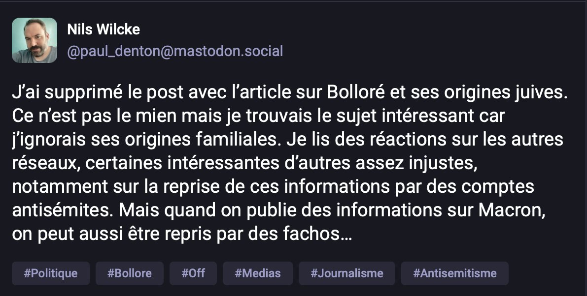 guybirenbaum's tweet image. C&apos;est donc sur mastodon (!!!) que j&apos;ai dû aller me perdre pour trouver ces &quot;&quot;excuses&quot;&quot; complètement pourries de @paul_denton qui n&apos;a donc absolument pas compris ce qu&apos;il y avait de problématique dans son tweet. Ses explications sont pathétiques. Le problème ne vient pas de la…