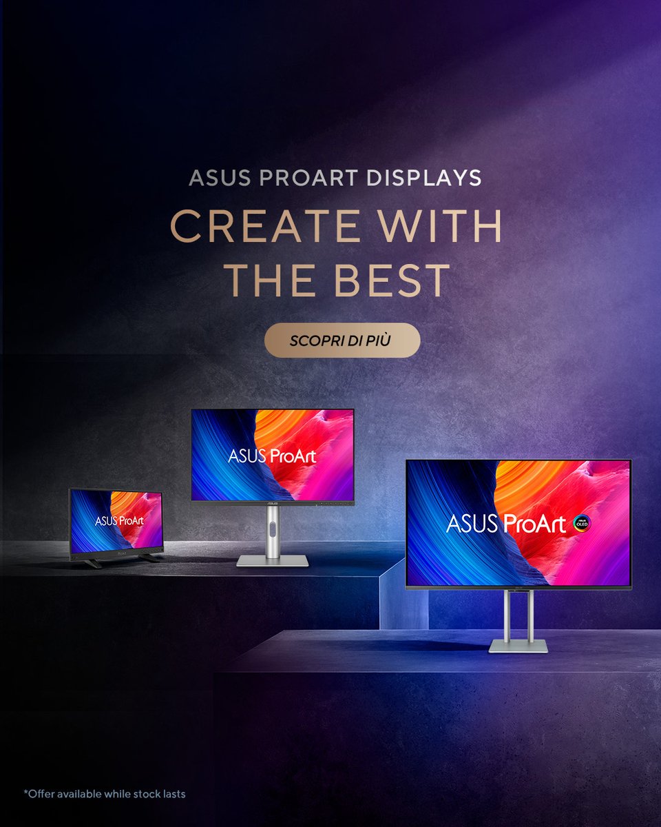 Ultima settimana per la promo #ProArt Display! ⏳

🖥️🎨 Una gamma completa di monitor professionali pensata per dare forza alla tua creatività. Trova il display perfetto per il tuo flusso di lavoro.

👉 Scopri la promozione ProArt Display qui: asus.com/it/proart/disp…