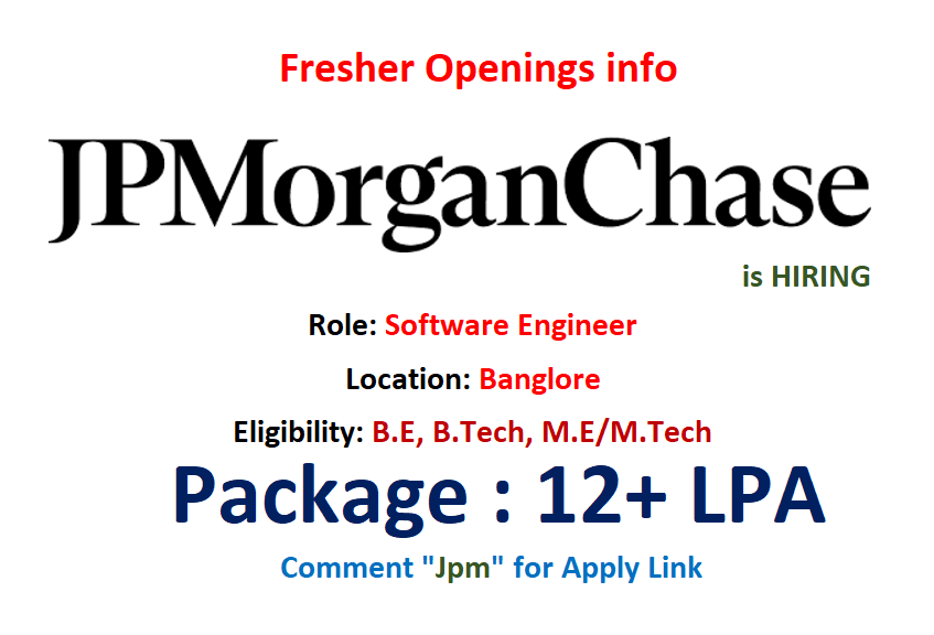 softwareduniyas's tweet image. JP Morgan Chase is hiring #Freshers for #Software Engineer.

Location: #Banglore

Eligibility:
- Training or Certification on Software engineering concepts &amp;amp; 1+ year of Exp
- Knowledge of Software, Applications &amp;amp; Technical processes

Link: jpmc.fa.oraclecloud.com/hcmUI/Candidat… 

#JPMorganChase