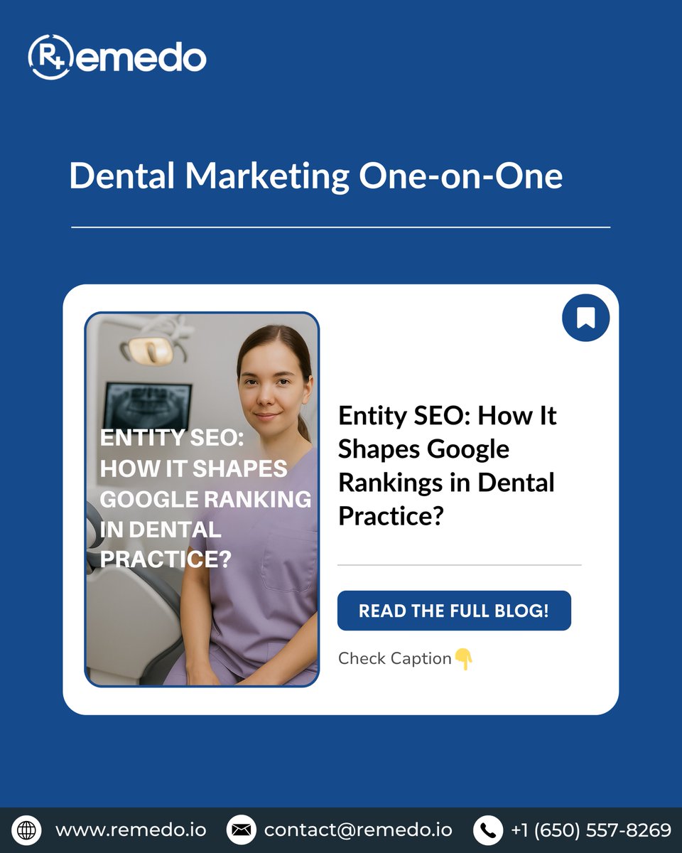 remedo_io's tweet image. 📊 Entity SEO: How It Shapes Google Rankings in Dental Practice?
In the evolving world of dental marketing, traditional,...

👉 Read the full blog: linkly.link/2Lxae
.
#DentalMarketing #DentistSEO #EntitySEO #GoogleRankingTips #DentalPracticeGrowth #LocalSEOExperts #Remedo
