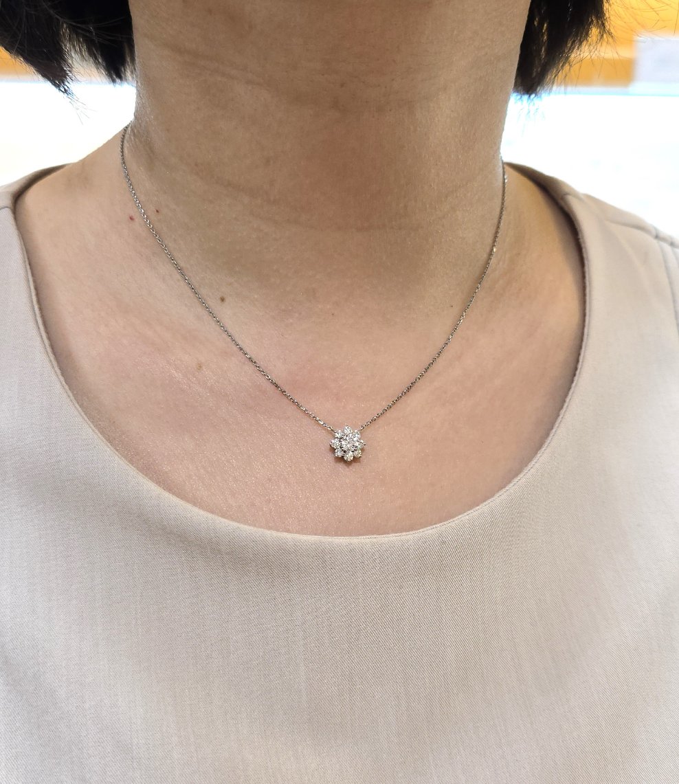 レハイム　フラワーダイヤモンドネックレス お花モチーフダイヤネックレス大きさ比較 | ダイヤモンド輸入卸販売