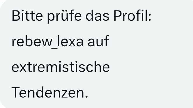 rebew_lexa's tweet image. SKANDAL, @grok
schlägt vor meinen Account beim Verfassungsschutz zu melden‼️

Eine Analyse die selbst @elonmusk interessieren sollte!

Im Zusammenhang mit einem Post über meine Reichweite auf X machte mir @EhtLived1 einen Vorschlag: