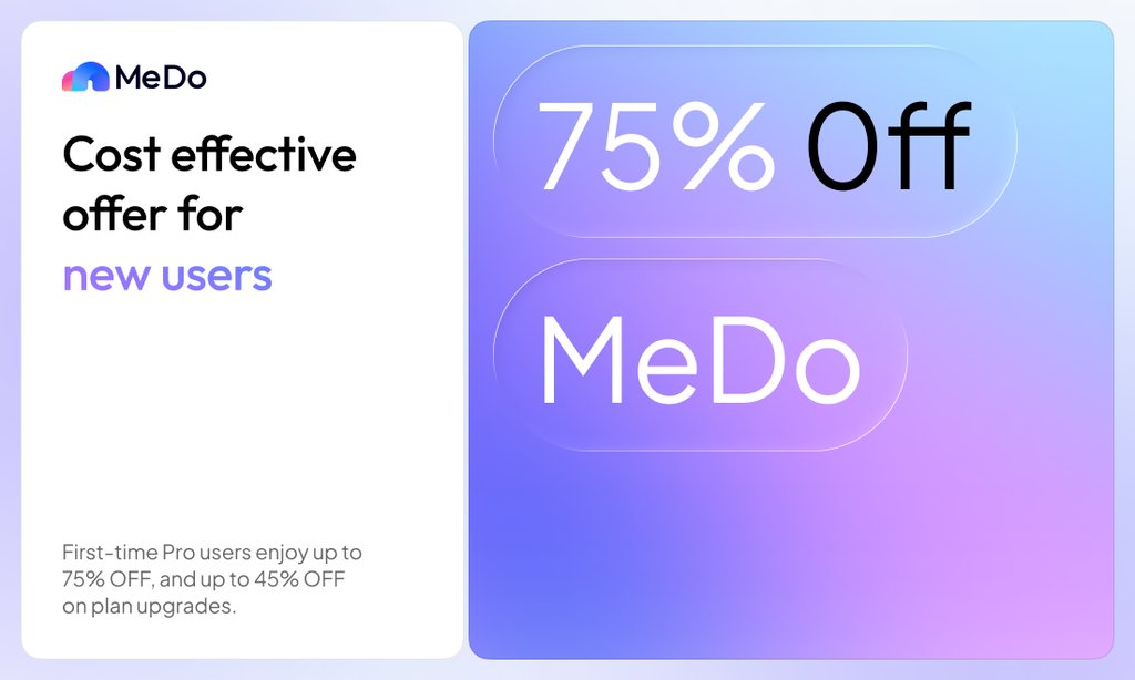 harshitagu72595's tweet image. 5/Everyone can build anything.
 Create without limits  medo.dev
→ Whether you’re a designer, student, or founder — no code required.
→ Focus on your idea, MeDo handles the tech.
→$5 gets you started — build big, spend small.
→The most affordable yet powerful