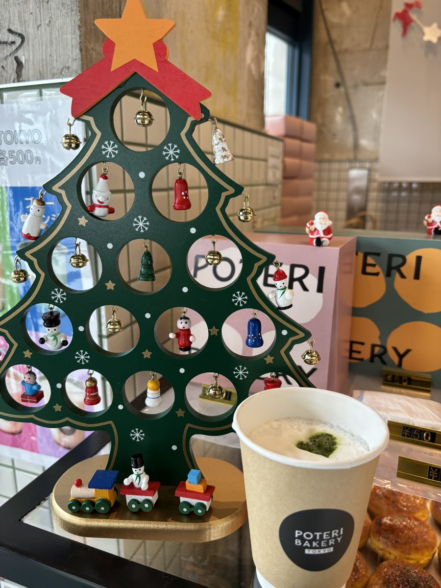 ナイトアイボーテ　カフェ様用 抹茶ラテがハートに♡ 本日もお待ちしてます・・・♡ #生ドーナツ