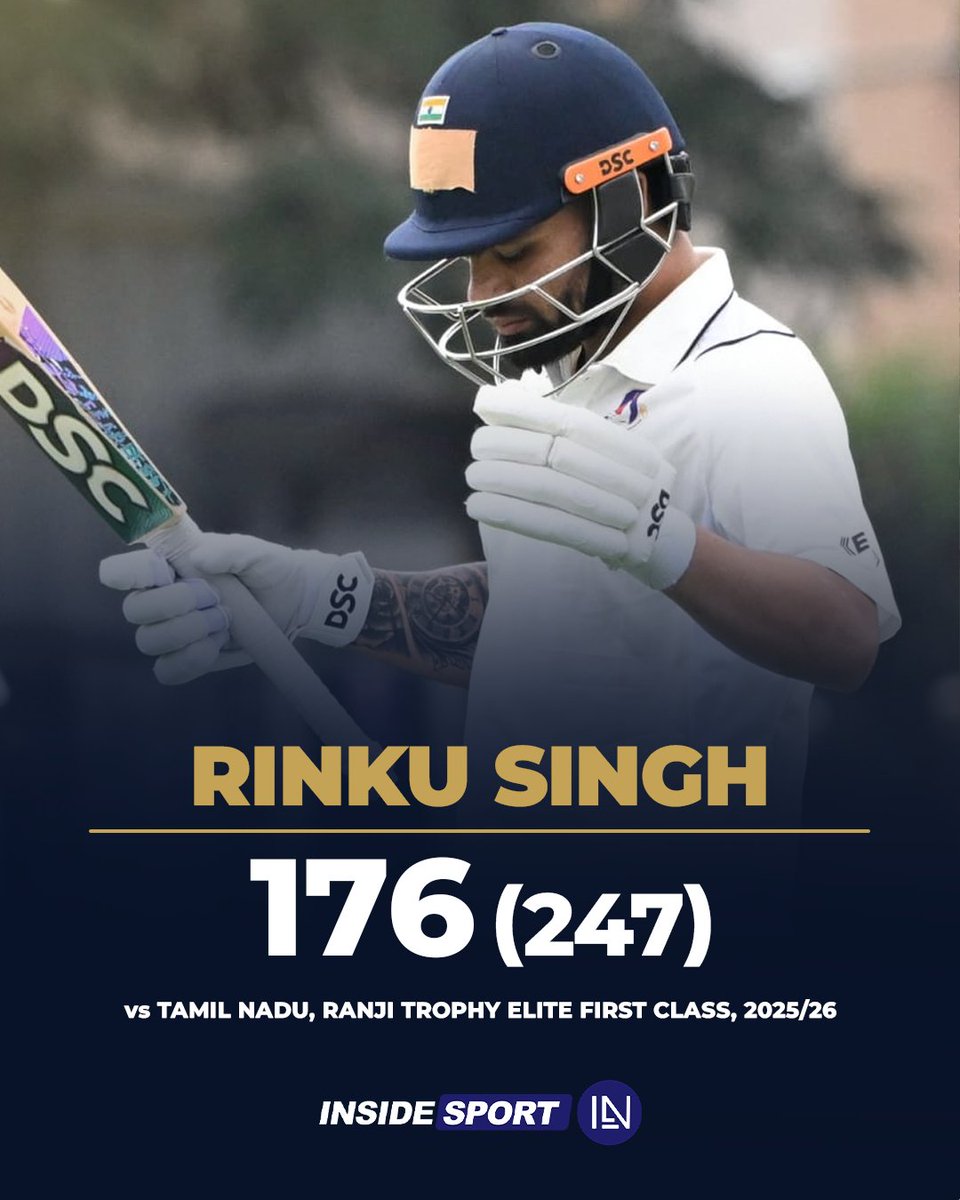 InsideSportIND's tweet image. A magnificent knock from Rinku Singh against Tamil Nadu comes to an end ✨🏏

#RinkuSingh #UPCA #RanjiTrophy #IndianCricket #Insidesport #CricketTwitter