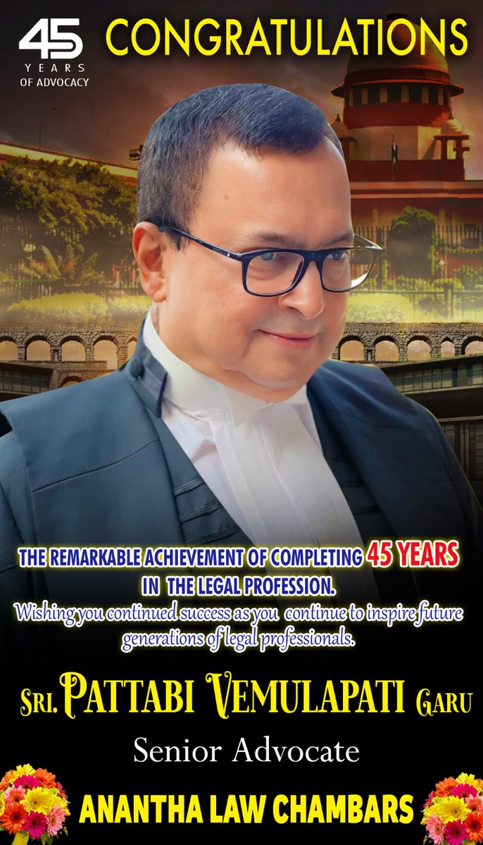 AjayaKumarJSP's tweet image. My elder brother Sri V Pattabhi has completed 45 years in the legal profession. He has risen to the greatest of heights and is a legal luminary representing some of the most illustrious people in contemporary society as well as the common man too. More power to you, dear Pattanna…