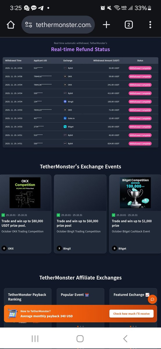 TetherMonster_'s tweet image. Still trading futures without getting your fees back?
You&apos;re leaving a massive amount of money on the table.

With TetherMonster, you can instantly reclaim up to 50% of your futures trading fees — every single day.

Trade on Bybit, Bitget, OKX, Gate, KuCoin, and stop wasting fees…