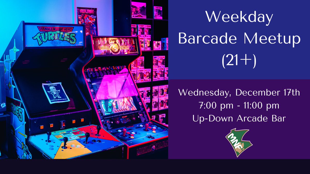 Do you like arcades? Like bars? Like pizza? Hang out with other furs at Up-Down tomorrow, December 17th for a 21+ event and play some classic arcade games and socialize, weekday edition!

For more information: mnfurs.org/MNFurs_News/ev…