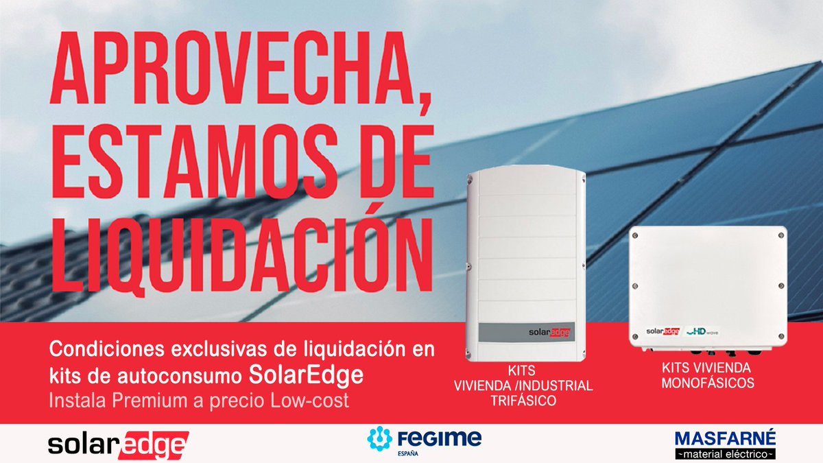 Masfarne's tweet image. Aprovecha cada rayo de sol y transforma tu energía. ☀️✨

En #Masfarné, junto a @SolarEdgePV, ponemos a tu alcance:
🔸 Kit Solar Monofásico para tu hogar
🔸 Kit Solar Trifásico para proyectos de mayor demanda

👉Consulta con nuestro equipo  comercial
#AhorroEnergético