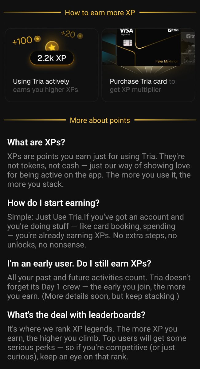 imzheweb3's tweet image. This morning I noticed something interesting in the direction @useTria is heading. They are preparing the XP system, a new mechanism that I believe will reshape how we interact within the ecosystem. It’s still labeled as “coming soon,” but it already hints that the next phase…