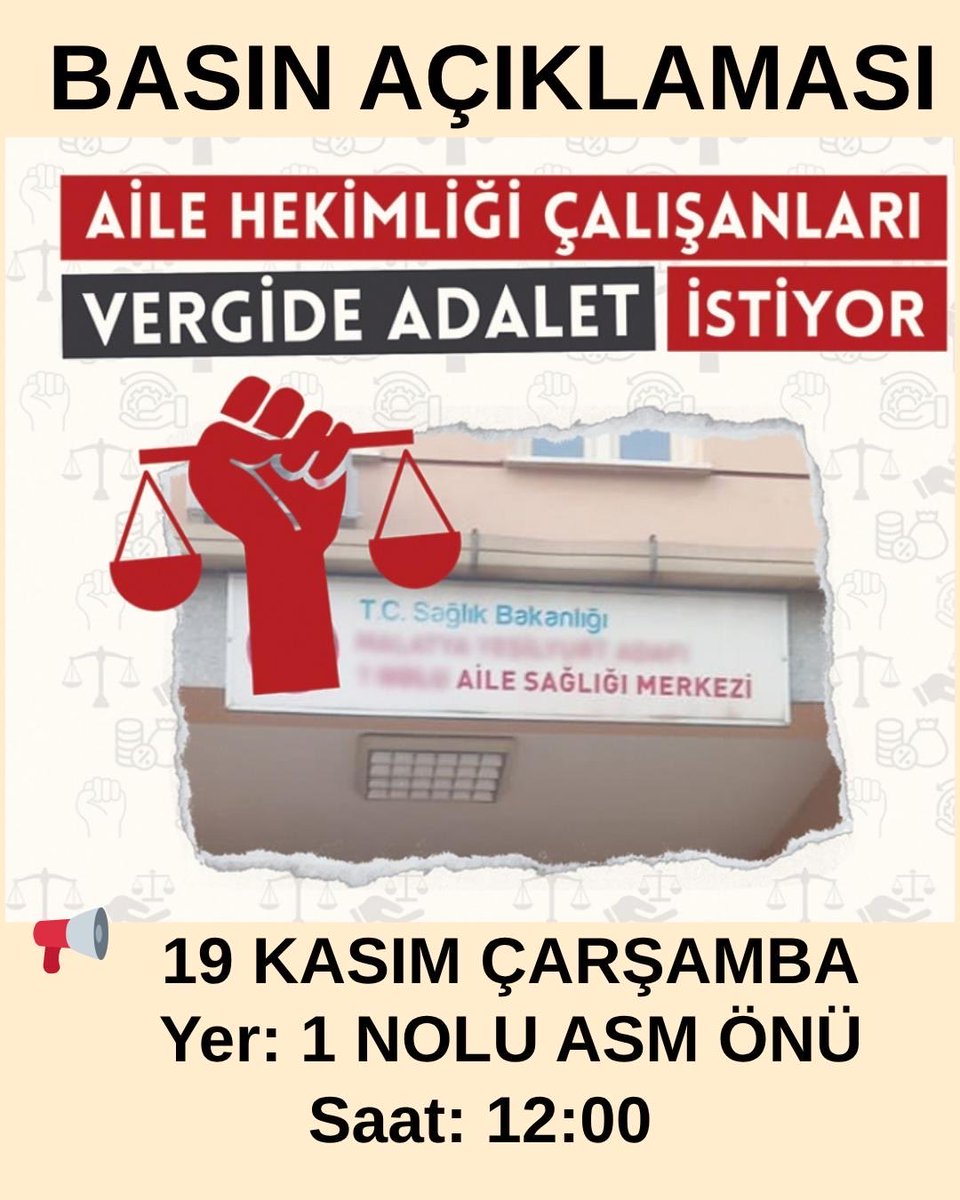 📢 Basın Açıklaması

🗓 19 Kasım 2025 Çarşamba 
⏰ 12.00
📍 Batman 1 Nolu Aile Sağlığı Merkezi
🏫 Batman Tabip Odası - Batman Ses Şubesi