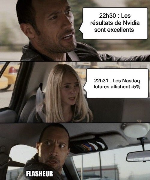 🚨 Ce soir, tout peut basculer…

📊 Nvidia dévoile ses résultats à 22h30 (heure de Paris) ⏰ $NVDA

C’est le rendez-vous que tous les marchés attendent ! 📉📈

Je vous partagerai évidemment les résultats dès qu’ils tomberont 👍

Pensez-vous qu’on en fait un peu trop avec $NVDA