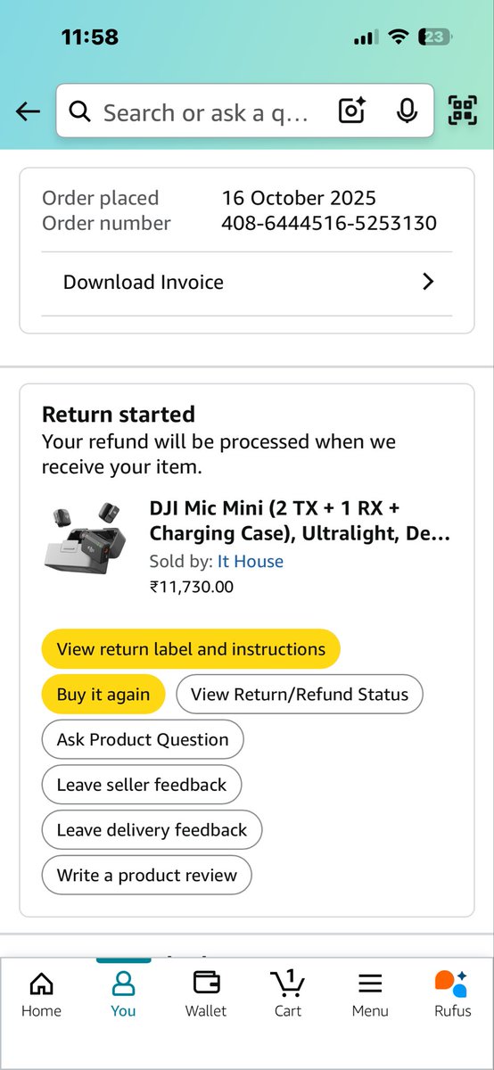 Msahiill's tweet photo. 1. I got scammed by Amazon. Ordered DGI Mic mini in the sale and I received completely different Chinese Mic which cost around 400 to 500. In this post sharing call recording and screenshots and others information @amazonIN @amazon @AmazonHelp @JeffBezos @NeonMan_01 @neuzboy https://t.co/srhqnuTpSP