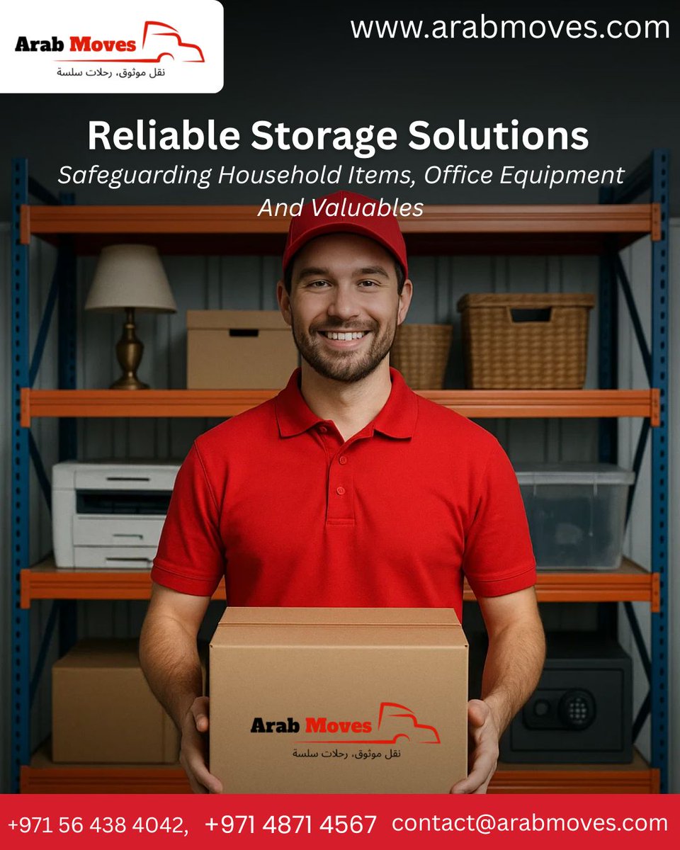 arabmovesuae's tweet image. Reliable storage solutions protect belongings with secure, organized, and convenient support tailored for households, offices, and valuables. 
arabmoves.com 

#StorageSafety #SecureSolutions #ReliableStorage #HomeAndOfficeStorage #SmartStorage #ProtectedValuables