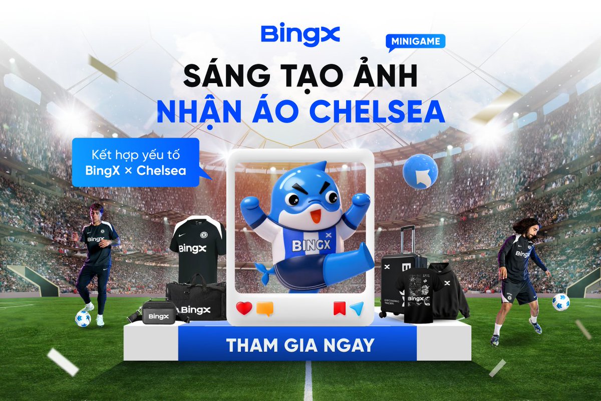 BingXVietnam's tweet image. #MINIGAME SÁNG TẠO ẢNH, NHẬN ÁO CHELSEA

Mừng BingX &amp;amp; Chelsea đồng hành 03 năm - Tặng áo tập chính hãng cùng loạt quà tặng hấp dẫn!

⏰ Thời gian: 19/11 - 30/11/2025

🎁 Phần thưởng:
Bài dự thi ấn tượng (BTC chọn):
      ▶︎ 01 Giải nhất: 01 Áo tập Chelsea &amp;amp;…