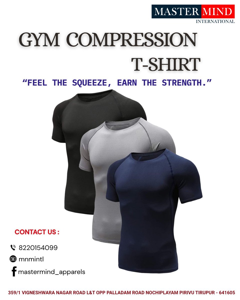 mnmintl_apparel's tweet image. Push harder. Train smarter. 💪
Our Compression T-Shirts deliver strength, support &amp;amp; style.
Feel the squeeze → Earn the strength.
#GymWear #CompressionTShirt #FitnessGear #MasterMindInternational