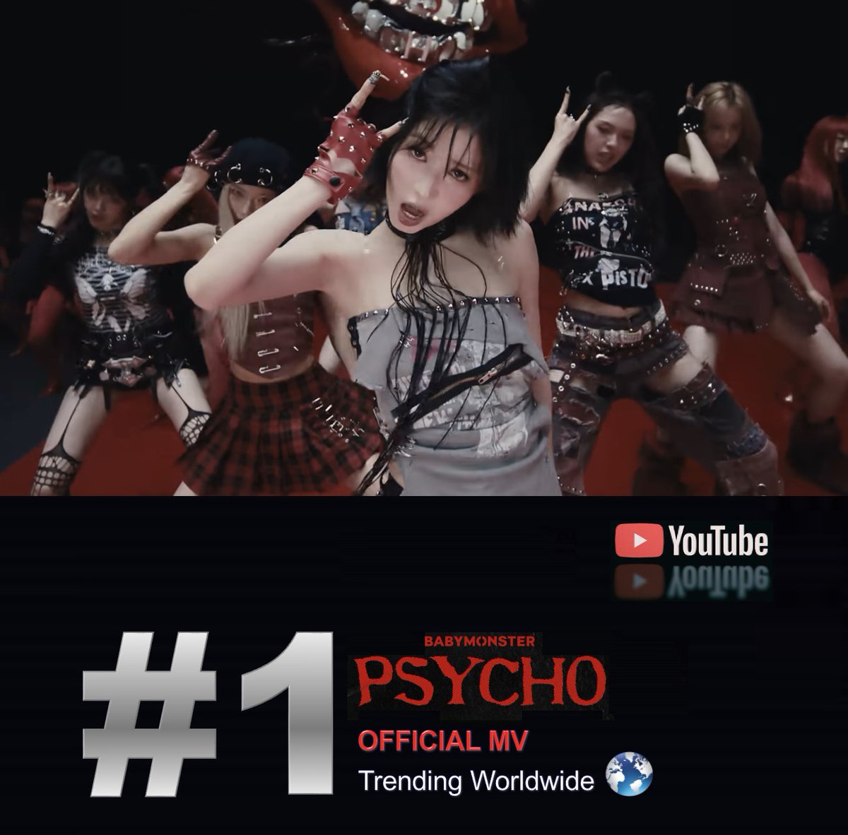 WORLDMUSICAWARD's tweet image. #BABYMONSTER's #Psycho MV is trending at N°1 Worldwide on YouTube! 💪📽️🤪💥1⃣🌎👑👑👑👑👑👑❤️‍🔥
WATCH: youtu.be/yd_uG3TtREs

@YGBABYMONSTER_