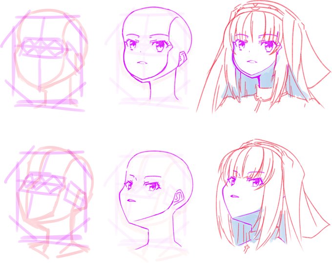 この描き方を知ってから上向きに苦手意識は無くなったなァ。
細かい所が気になっても微調整で十分見られるようになるしすごく描きやすくなった。 