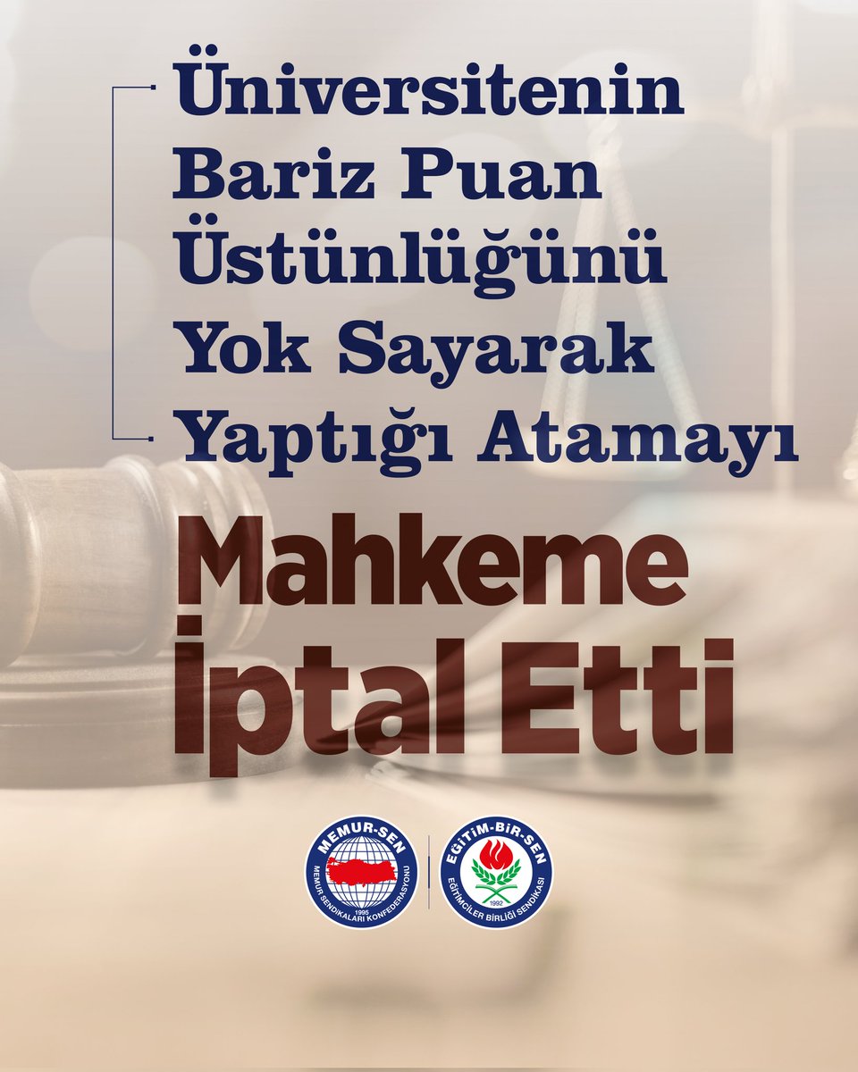 EgitimBirSen's tweet photo. ÜNİVERSİTENİN "BARİZ PUAN ÜSTÜNLÜĞÜNÜ YOK SAYARAK" YAPTIĞI ATAMAYI MAHKEME İPTAL ETTİ

Eğitim-Bir-Sen olarak Edirne’de açtığımız davada mahkeme, akademik jüri değerlendirmesinde diğer adaydan üç kata varan puan üstünlüğü elde eden üyemizin elenmesini hukuka aykırı buldu.

Edirne İdare Mahkemesi,

▪︎ Akademik jüriden bariz şekilde düşük  puan alan adayın atama işleminin iptaline hükmetti.

▪︎ Üyemizin tazminat talebini kabul etti.

▪︎ Dava tarihinden itibaren yoksun bırakıldığı özlük ve mali hakların karşılanmasına hükmetti.

Gerekçeli karardan ;

▪︎ Adaylar arasındaki bariz puan farkı, hakkaniyet gereği dikkate alınmalıydı.

▪︎ Kamu yararı ve hizmetin gereği açısından atanması gereken, puanı diğer adaydan üç kat fazla olan (Eğitim-Bir-Sen üyesi) adaydır.

▪︎ İdarenin takdir yetkisi, keyfi olarak hareket edebileceği anlamına gelmez.

Haberi okumak için: https://t.co/UenyMtC3uU