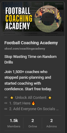 coach_kevin_m's tweet image. 😎 1,500 Coaches 😵

We&apos;ve just reached 1,500 members of the Football Coaching Academy. 

Thank You - I&apos;m actually blown away by this number ⚽

1,500 coaches helping other coaches 🤝

Free To Join 👇

skool.com/coachingacademy