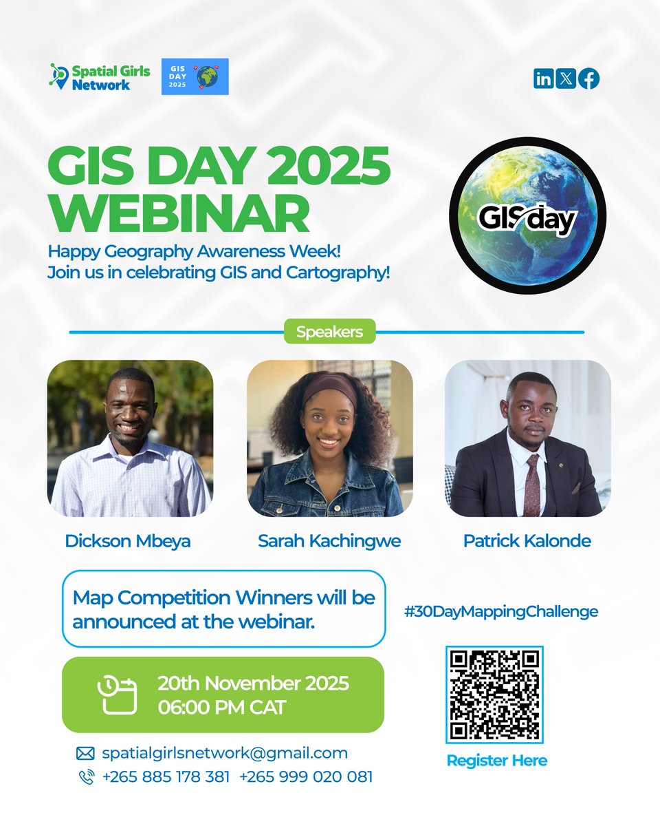 Happy Geography Awareness Week! 🌍
Join us for the GIS Day 2025 Online Webinar, proudly hosted by Spatial Girls Network. This session celebrates the impact of GIS and cartography, and we’re excited to announce the winners for  the map competition during the webinar on 20th Nov.