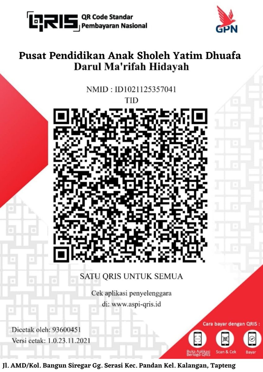 Yuk, bantu mereka yang membutuhkan dengan bersedekah melalui QRIS! 🤝💖 Setiap bantuan sekecil apapun sangat berarti bagi mereka. 💕 #SedekahQRIS #BantuSesama
#PeduliYatim