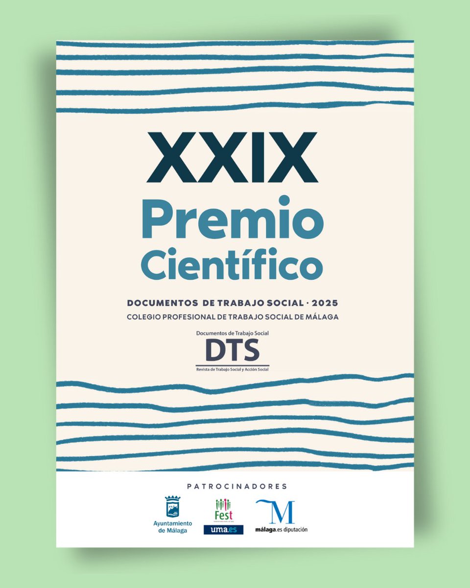 ✨El <a href="/COLEGIOTSMALAGA/">Colegio Profesional de Trabajo Social Málaga</a> a través de <a href="/DTSRevista/">Revista DTS</a>  reconoce los mejores artículos del XXIX Premio Científico📚
Discapacidad, salud y comunidades: líneas premiadas con 1.500 € para cada trabajo.
👏 Enhorabuena a quienes impulsan el avance del Trabajo Social.
🔗trabajosocialmalaga.org/el-colegio-de-…