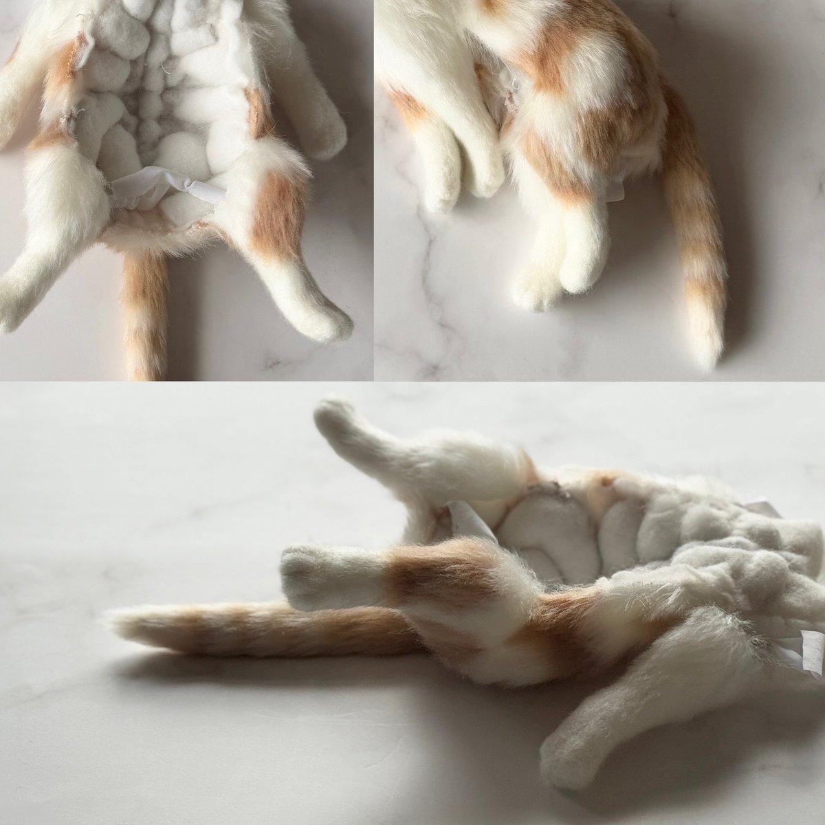 yokookada_bone's tweet image. トラプントというキルティング技法。
中綿を部分的にふくらませて、柔らかな立体をつくる手法です。
現在、この技法をぽっちゃりボディの背中に応用中です。
くったり感を残しながら、丸みや厚みを自然に保つことができて、
動物らしい“重みの気配”がぐっと引き立ちます。…