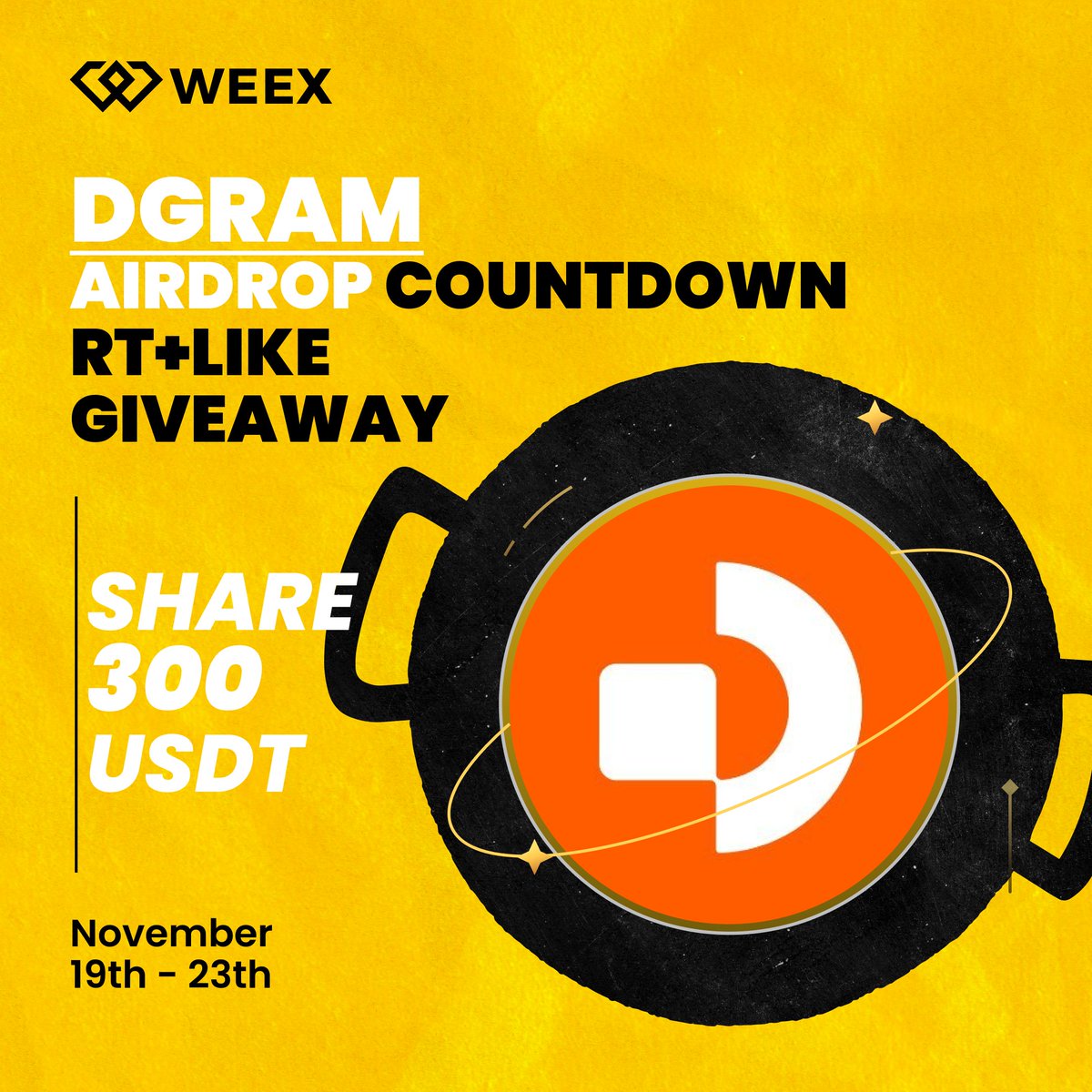 WEEX_Official's tweet image. 🔔 $DGRAM Trending coin Giveaway
🎁 $300 USDT shared by 2 winners!

To Enter:
🔸 Follow @WEEX_Official x @DGramNetwork 
❤️ Like &amp;amp; RT
🔸 TAG 3 FRENDS+ Drop WEEX UID

👉 Register On WEEX:weex.com/events/welcome…