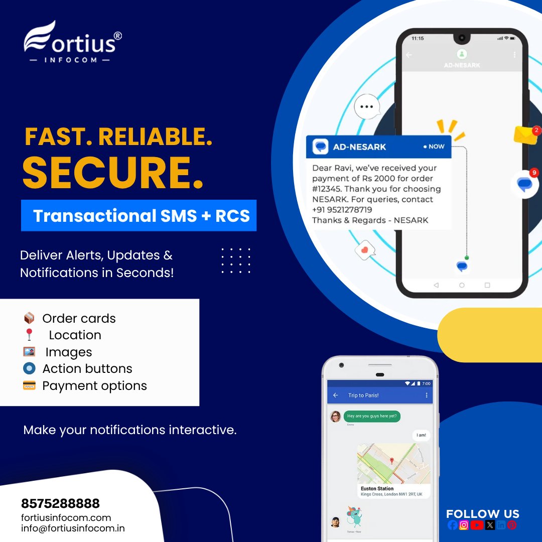 fortiusinfocom's tweet image. Looking for fast, reliable business messaging? Use Transactional SMS + RCS for instant payment alerts, order updates &amp;amp; secure delivery.

Try it today!

🌐fortiusinfocom.com/rcs_sms
🌐fortiusinfocom.com/bulk_sms
☎️ 85752-88888

#TransactionalSMS #RCSMessaging #BusinessMessaging