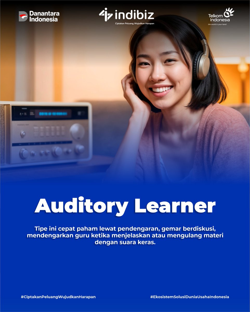 Indibiz_jtdiy's tweet image. Belajar itu bukan soal siapa yang paling cepat paham,
tapi siapa yang paling tahu caranya belajar💡

Kenali dulu dirimu, biar proses belajarmu makin bermakna ✨
Kamu sendiri, tipe belajar yang mana? Tulis di kolom komentar yaaa👇🏻

#Indibiz #Indibizjtd #PijarSekolah