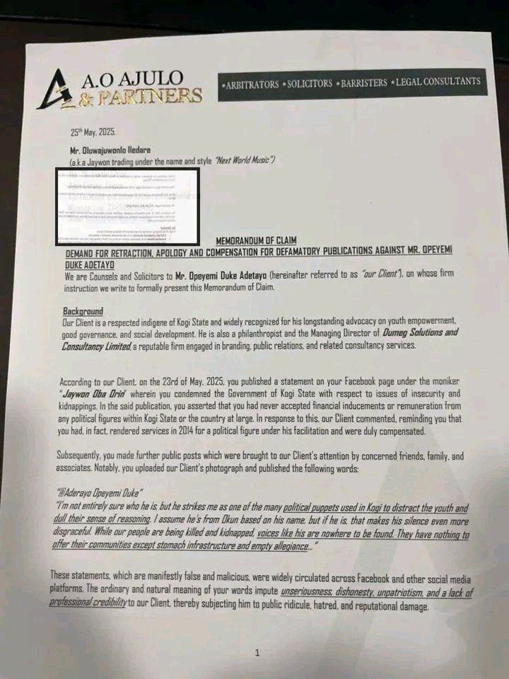 JAYWONJUWONLO's tweet image. On May 25th, 2025, I was sued for raising awareness about this same insecurity just for using my platform to speak for our people.
Today, we’ve reached a point where travelling to Eruku in Kwara State, less than 15 minutes from Egbe in Yagba West, is no longer safe. Free movement…