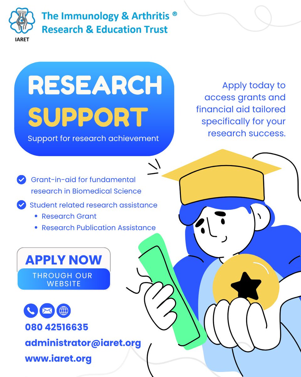 ChanRecricr2002's tweet photo. 🌟 Research dreams deserve support.
Apply for IARET’s Research Support Grants today!
📩 administrator@iaret.org
🌐 https://t.co/8Ce3mBTnmN
#IARET #ResearchSupport #biomedicalscience #ResearchGrants #StudentResearchers #ResearchFunding #ScientificInnovation #rheumatologyresearch https://t.co/NsDjxpsYsX