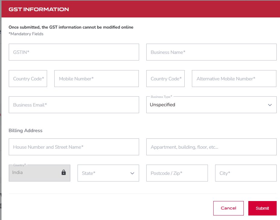 danddiamond's tweet photo. @airindia Why GST Information submitted from Manage Booking are not getting saved? Results Blank Screen like following image every time when clicked on "Add GST Information" - Any other solution to capture GST Information? https://t.co/LNtK65yanh