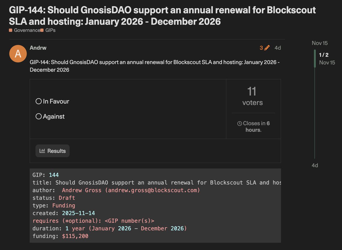 Screenshot of GnosisDAO GIP-144 Proposal