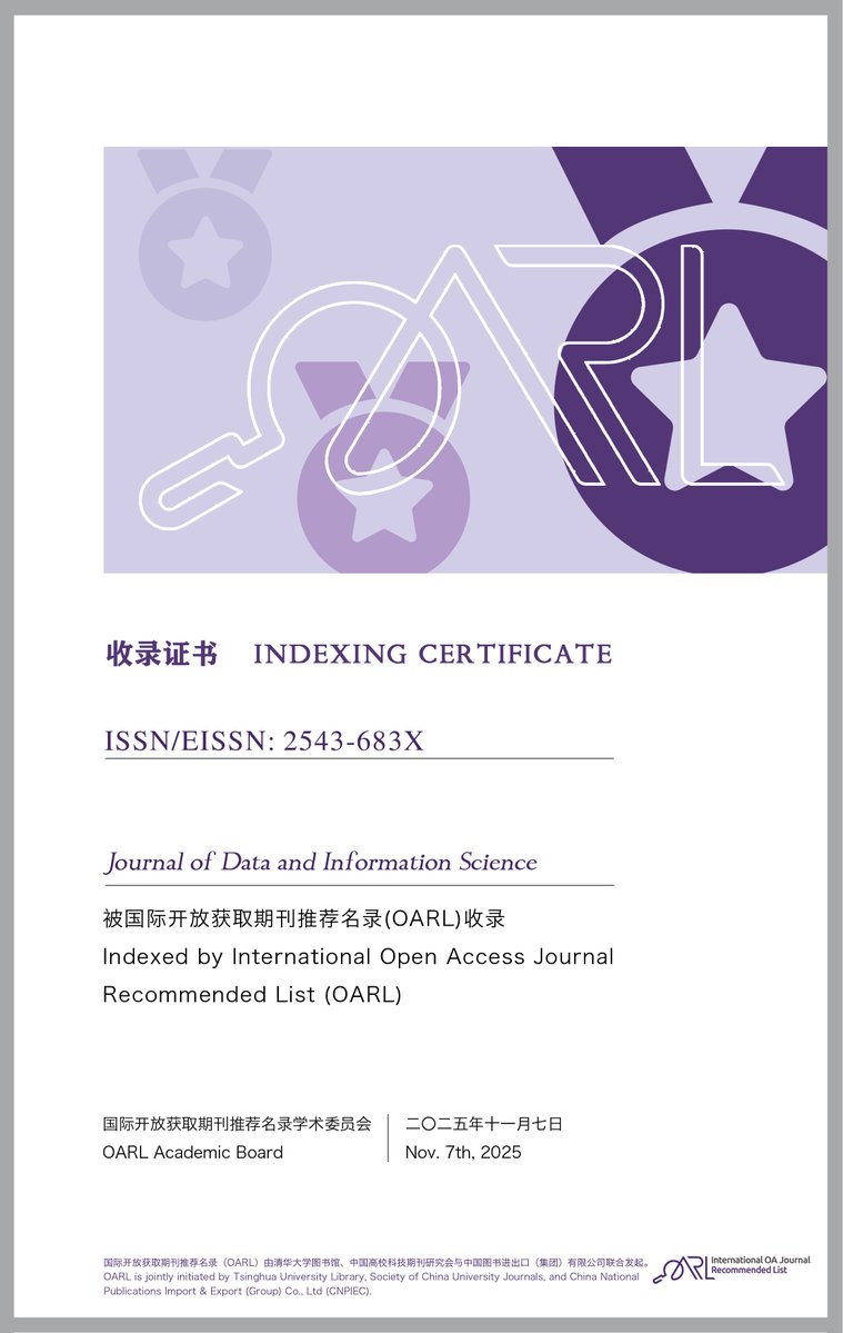 JDIS_journal's tweet image. JDIS is indexed by two Open Access Journal databases, OAJ oaj.com.cn and OARL oarl.org.cn/en