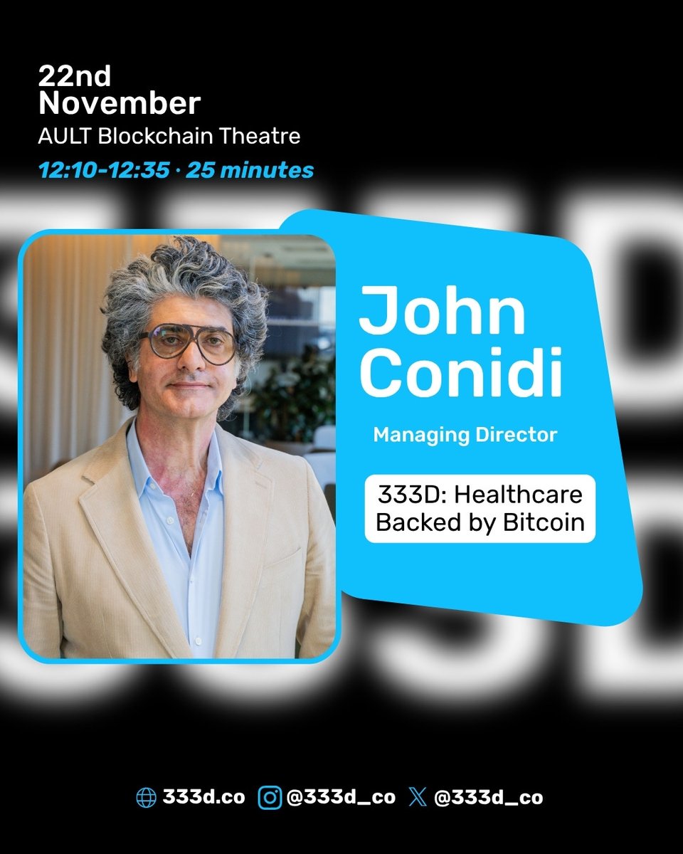 We’re proud to share that our Managing Director, John Conidi, will be taking the stage at the Australian Crypto Convention 2025.

Join us for a fireside chat titled “333D: Healthcare Backed by Bitcoin,” where John will sit down with Justin Kelly to explore how blockchain and