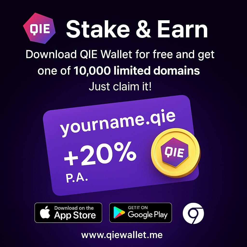 cryptopower26's tweet image. 🔥 Don’t Miss QIE — The Blockchain Built for Real Utility
Download the QIE Wallet today and claim one of the first 10,000 Web3 domains for FREE — once they’re gone, they’re gone! 🚀  Already up 500% this month!

📲 QIE Wallet is available on iOS, Android &amp;amp; Chrome Extension.
➡️…
