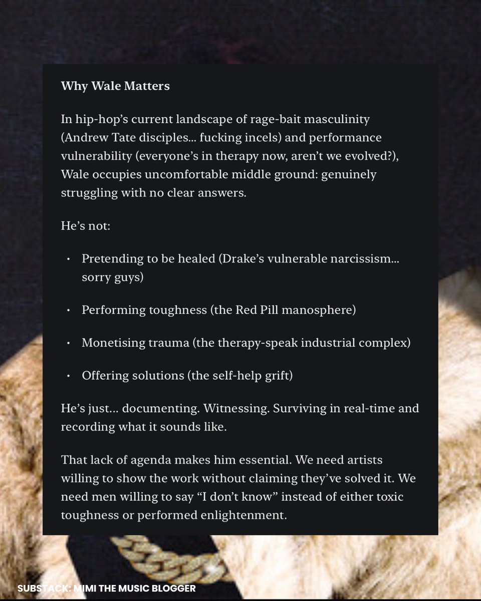 Wale gave language to a type of struggle we see every day but rarely name. This album is what modern masculinity actually sounds like.

If you’re paying attention, it’s required listening.

Happy International Men’s Day to the good men still trying to survive themselves

THANK U