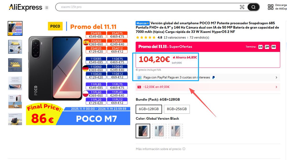 AlexBlogoodf's tweet image. Amazon vs AliExpress: la diferencia es clara.
🇪🇸 En España, comprar el mismo Xiaomi Poco M7 directamente del proveedor en AliExpress puede ahorrarte 35,79 €. Y este es solo un ejemplo: hay muchos más.
#AliExpressVsAmazon #AliExpress #MarcasMás