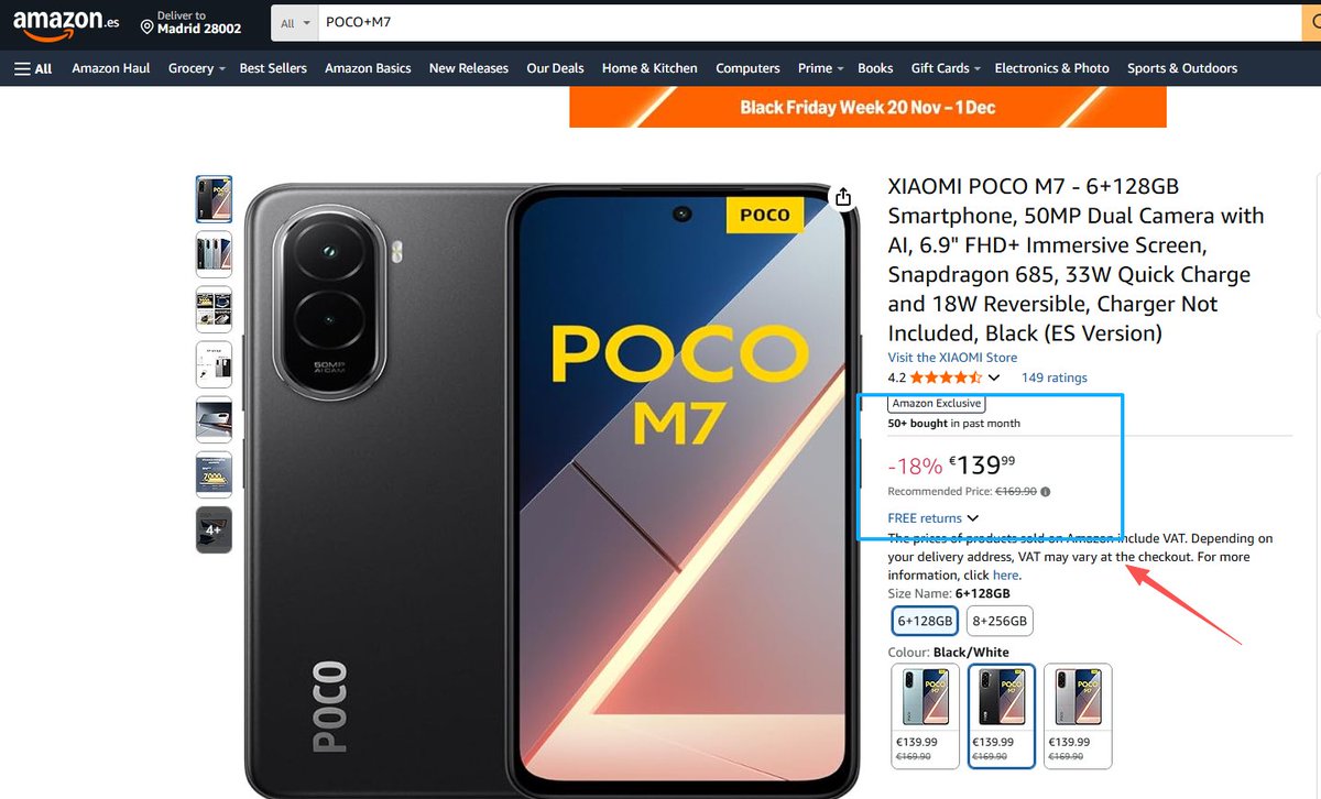 AlexBlogoodf's tweet image. Amazon vs AliExpress: la diferencia es clara.
🇪🇸 En España, comprar el mismo Xiaomi Poco M7 directamente del proveedor en AliExpress puede ahorrarte 35,79 €. Y este es solo un ejemplo: hay muchos más.
#AliExpressVsAmazon #AliExpress #MarcasMás