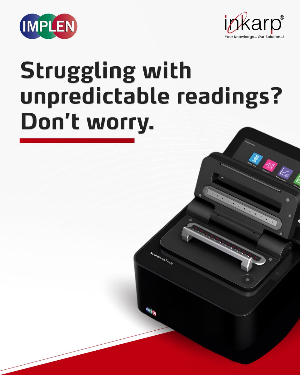 inkarpindia's tweet image. Ever had results that should be perfect, but the readings don’t match?

Baseline shifts ⚡
Dilutions fail ⚠️ 
Samples disappear💧

Meet the NanoPhotometer® N120 12 samples at once, full-scan accuracy, zero drift, and just 1 µL needed.

#NanoPhotometerN120 #Microvolume #implen