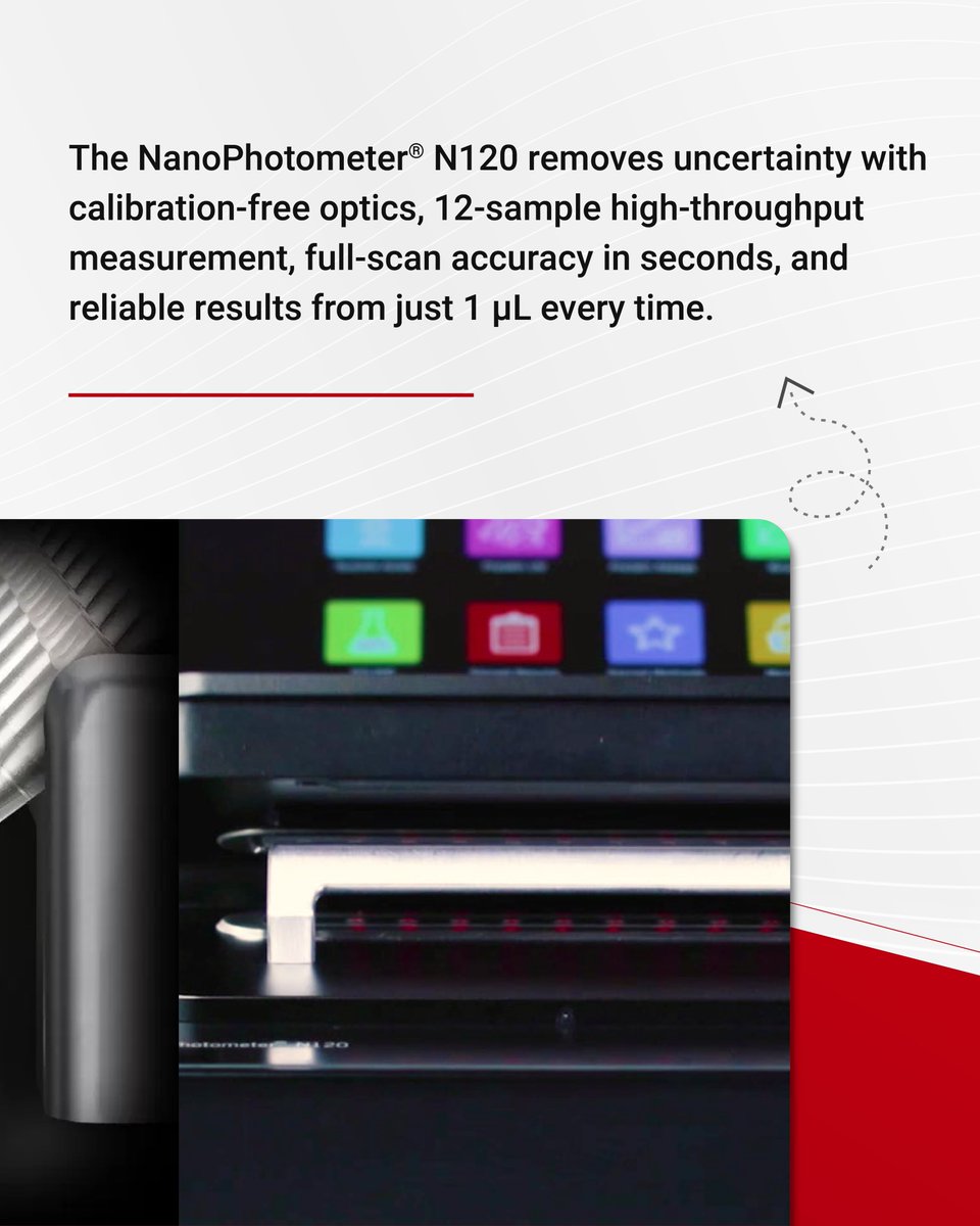 inkarpindia's tweet image. Ever had results that should be perfect, but the readings don’t match?

Baseline shifts ⚡
Dilutions fail ⚠️ 
Samples disappear💧

Meet the NanoPhotometer® N120 12 samples at once, full-scan accuracy, zero drift, and just 1 µL needed.

#NanoPhotometerN120 #Microvolume #implen