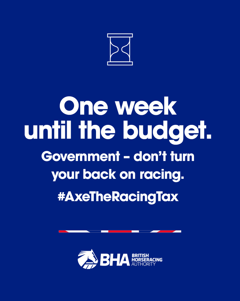 One week until the Budget – and one decision that could define the future of British racing. 85,000 jobs and communities across the country depend on this sport.

We’re urging the Government: don’t turn your back on racing.

#AxeTheRacingTax