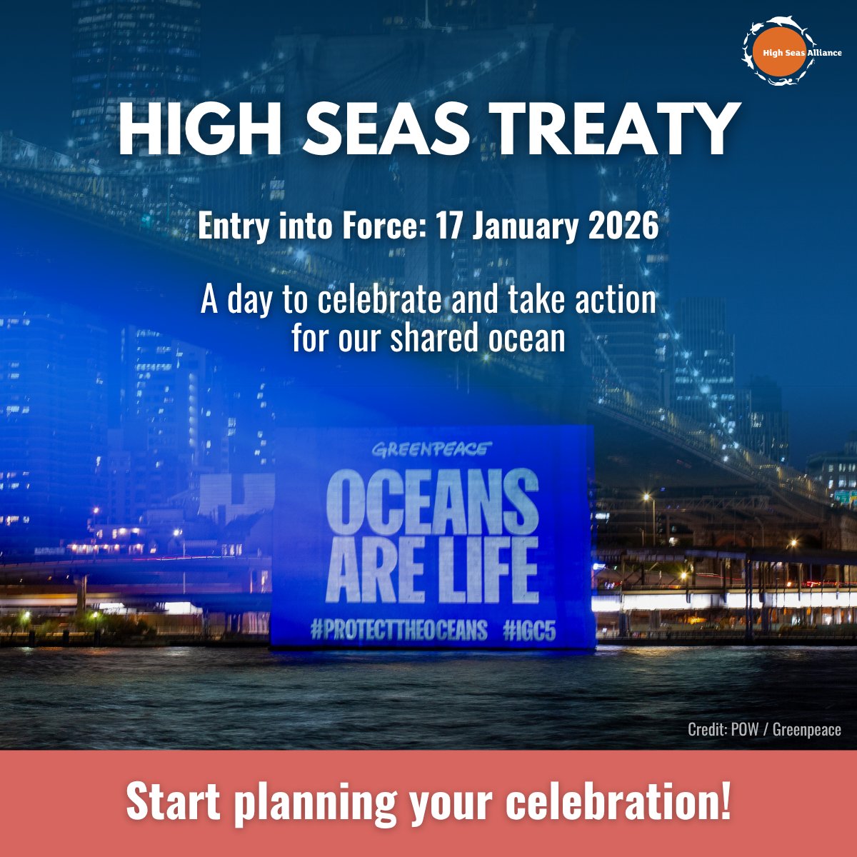 HighSeasAllianc's tweet image. 🎉 After decades of negotiation, the #HighSeasTreaty is officially on the countdown to entry into force!

The Treaty enters into force on 17 Jan 2026: a milestone for global ocean protection.

How will you celebrate this historic day?

#BBNJ #60ToGlobal
