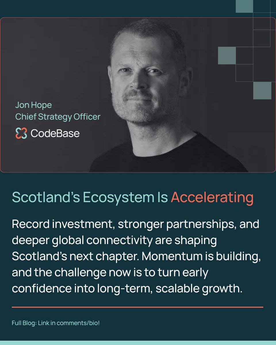 CodeBaseTech's tweet image. Scotland’s tech momentum is growing. In his latest piece, CodeBase CSO Jon Hope explores what is driving this shift and why belief, collaboration, and strong infrastructure will shape the next phase of national growth. 

Blog Link: thisiscodebase.com/resources/buil…