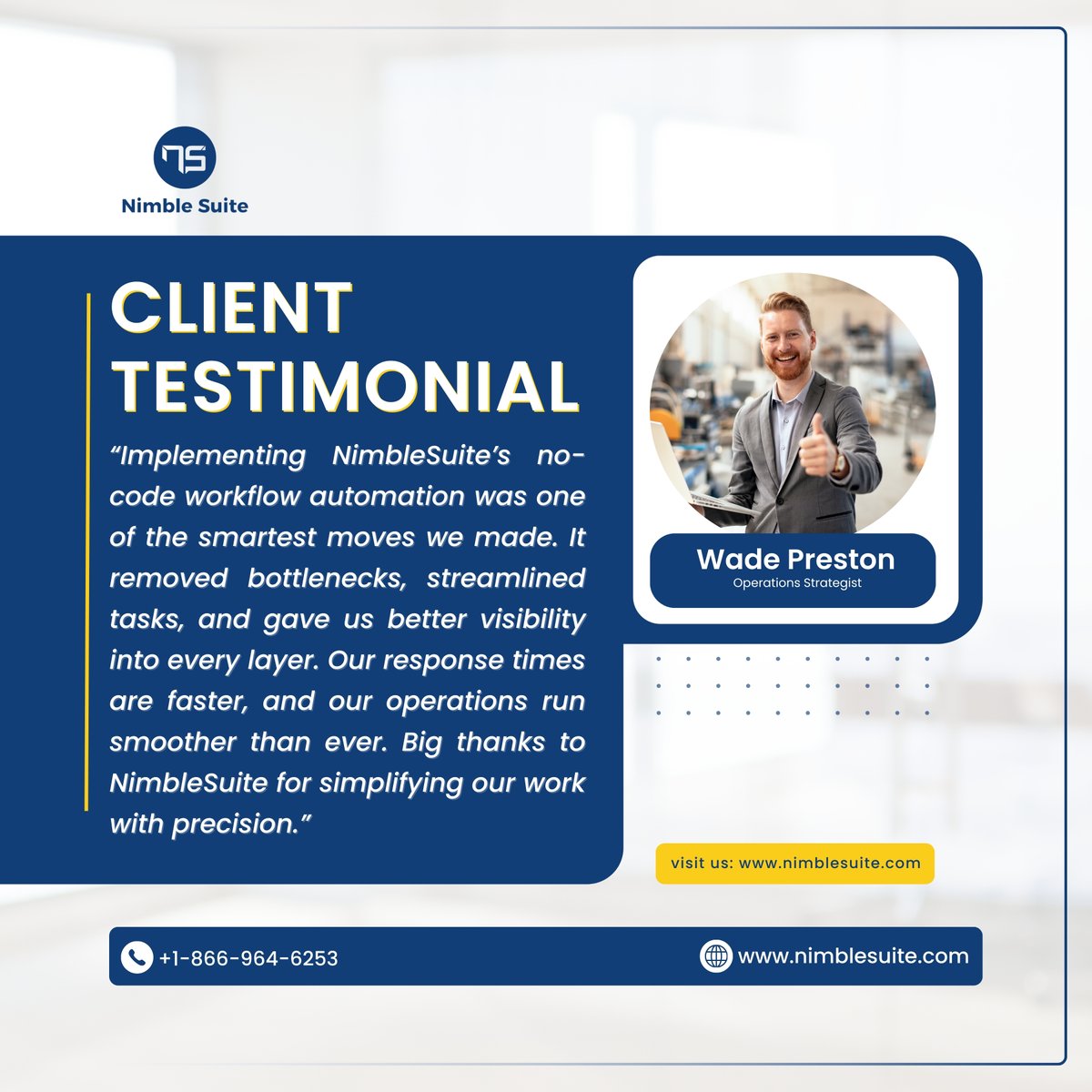 nimblesuite's tweet image. 💬 “Nimble Suite’s no-code automation removed bottlenecks, improved visibility, and made our operations faster than ever.”
👉 Smarter workflows. Faster results.
🌐 nimblesuite.com | 📞 +1-866-964-6253
#NimbleSuite #Automation #NoCode #Productivity