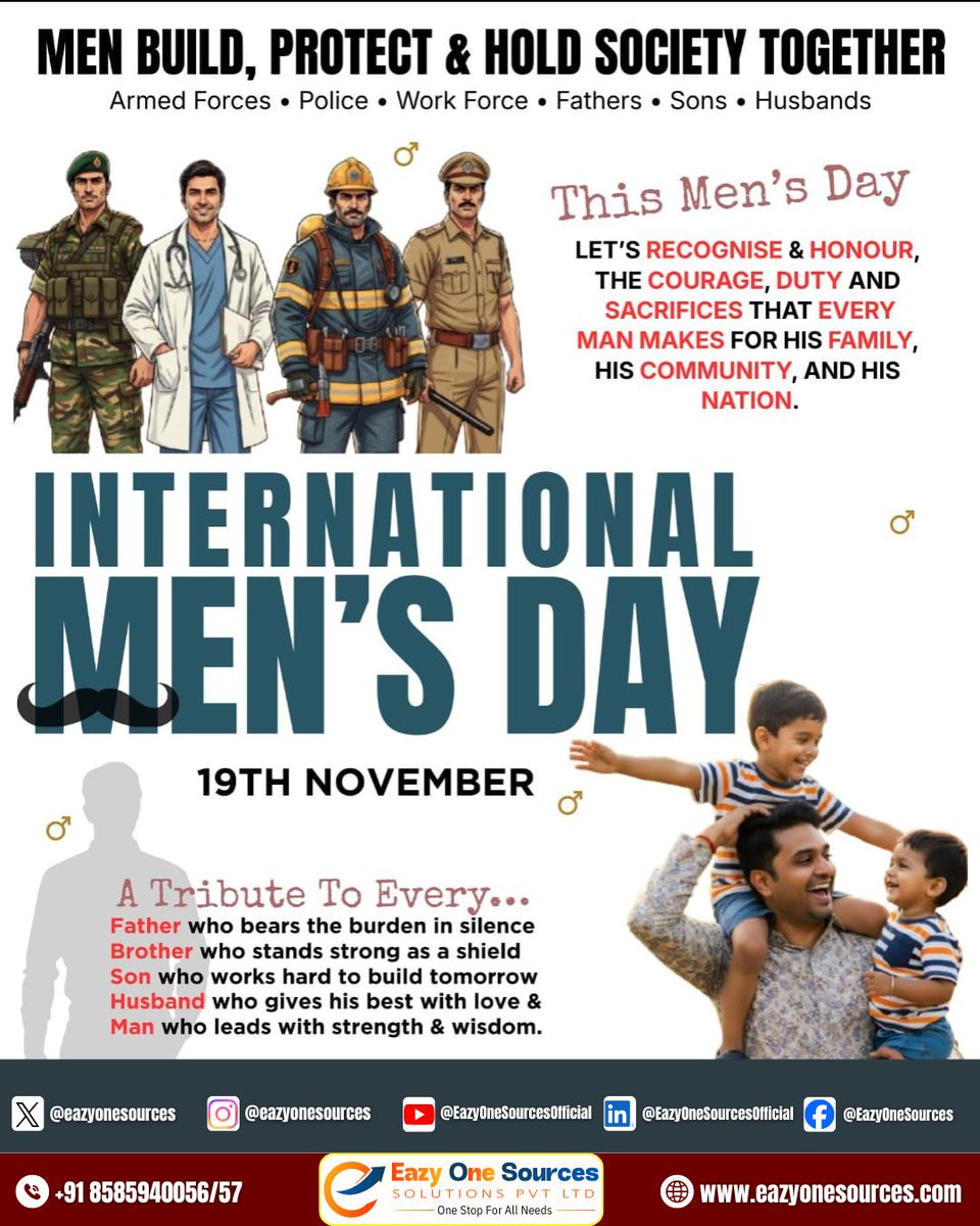 eazyonesources's tweet photo. 🌟 Happy International Men’s Day! 🌟
From Eazy One Sources
Saluting all the men who lead with strength,
care with kindness, and inspire with their actions.
#InternationalMensDay #MensDay2025 #RespectForMen #CelebrateMen #GratitudeForMen #StrongMenKindHearts https://t.co/mpWnIxCsAW